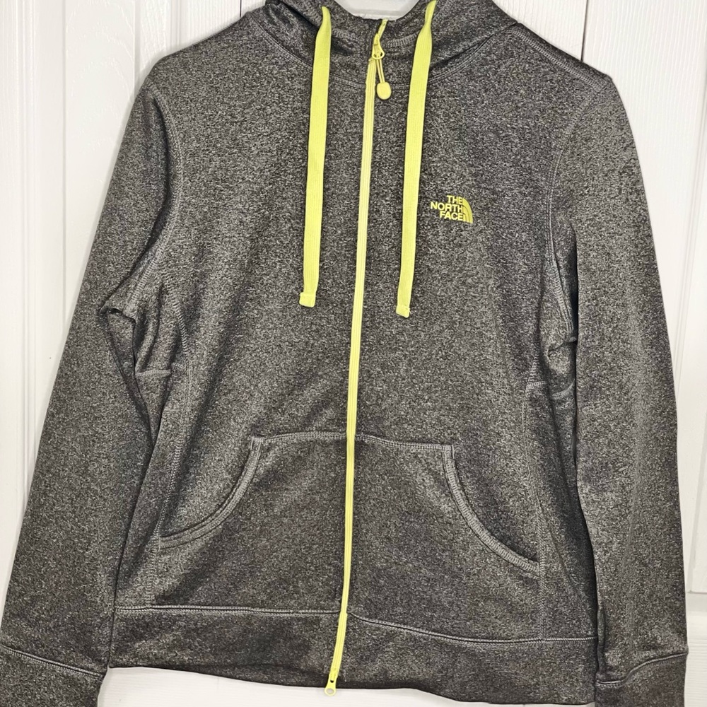 Women’s The North face gray and neon yellow hooded zip up
